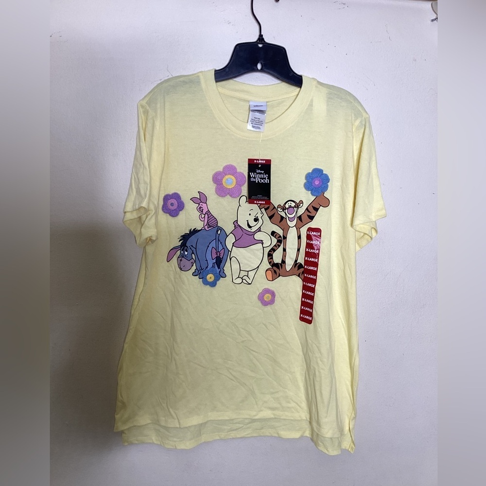 Disney Winnie The Pooh Women's Soft Short Sleeve Graphic Crochet Print - Picture 2 of 8